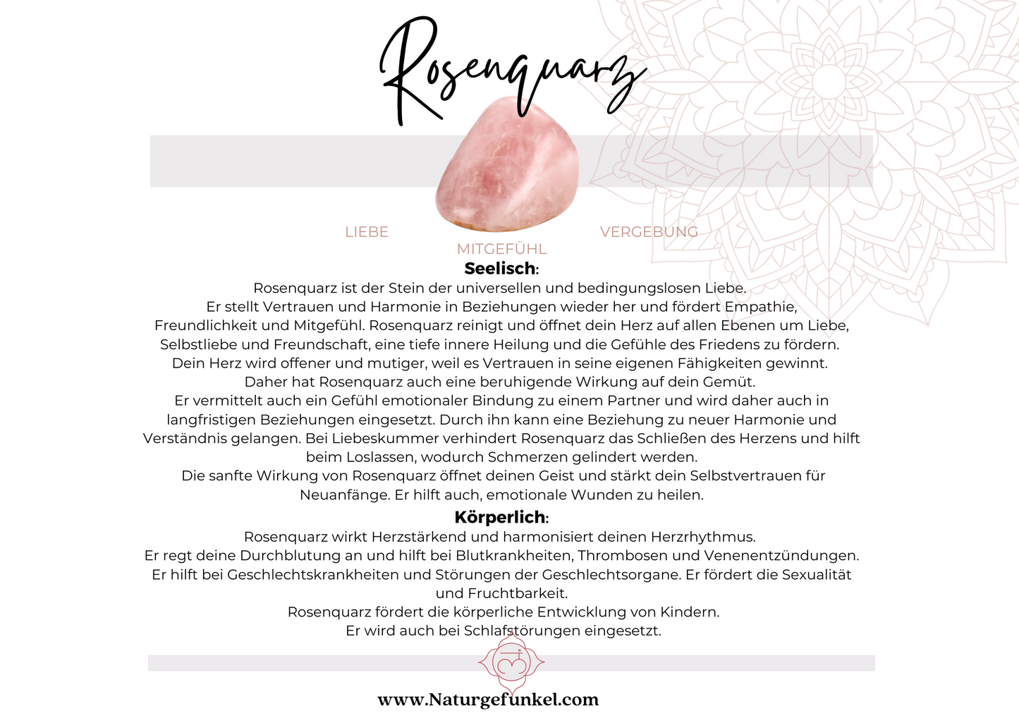 Rosenquarz Trommelstein