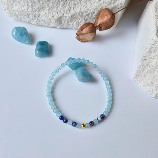 Armband Element Wasser – Aquamarin & Sodalith