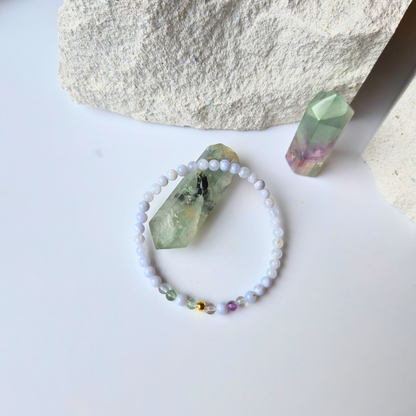 Armband Element Wasser – Chalcedon & Fluorit