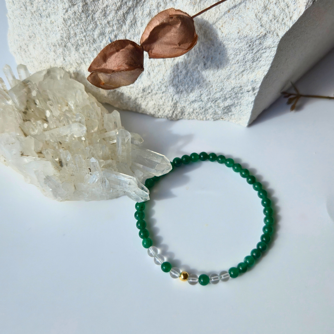 Armband Element Luft – Aventurin & Bergkristall