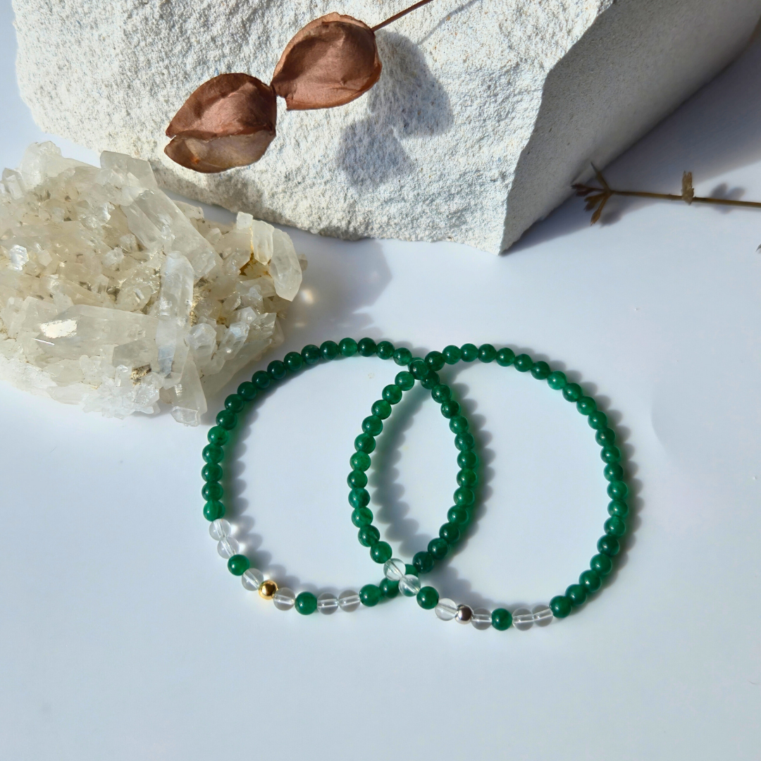 Armband Element Luft – Aventurin & Bergkristall