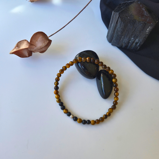 Armband Element Erde – Tigerauge & Turmalin